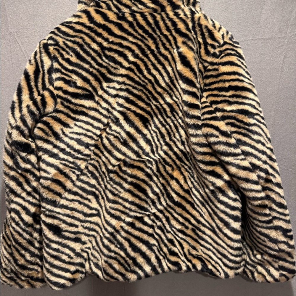 Kate Spade Zebra Striped Faux Fur Teddy Jacket - Picture 8 of 13